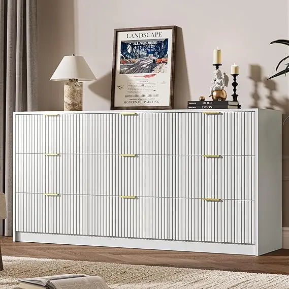 Black Dresser 9 Drawer Modern Chest for Bedroom Living Room