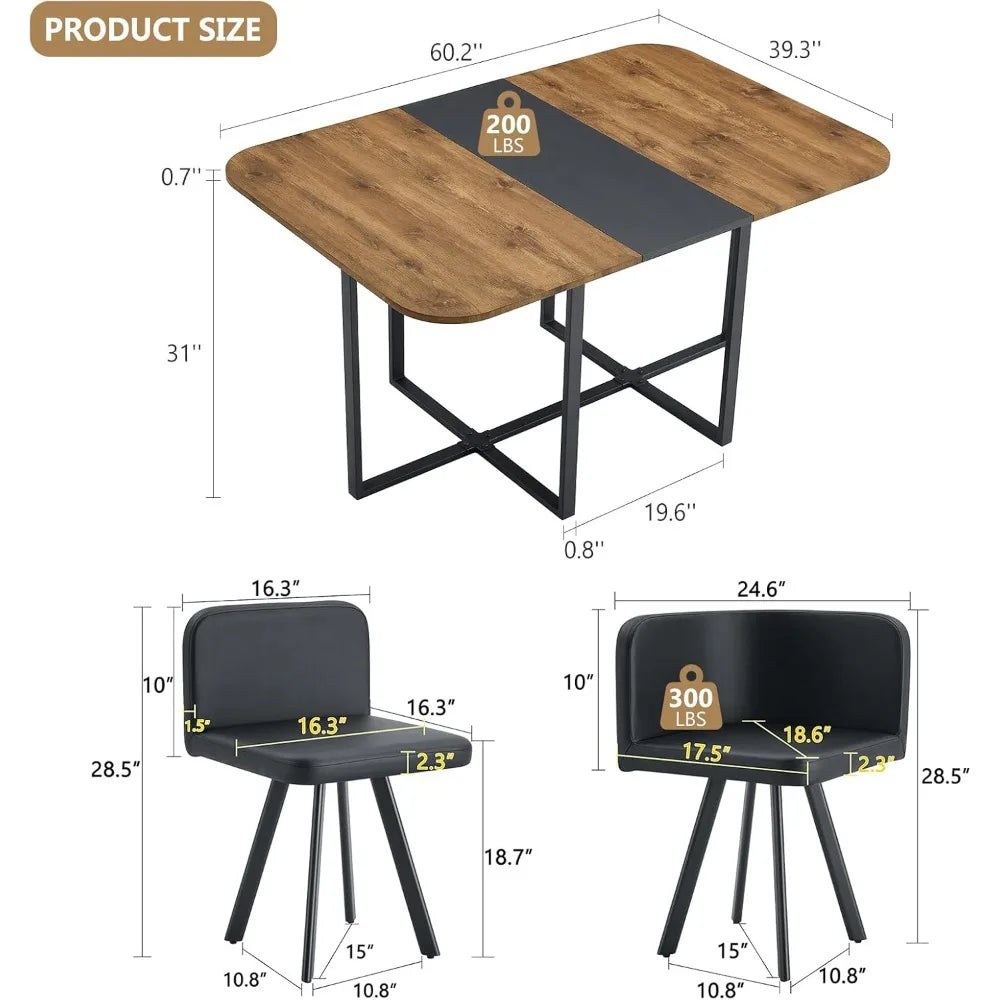 Marble Grain Table Set With Metal Legs For Dining Room