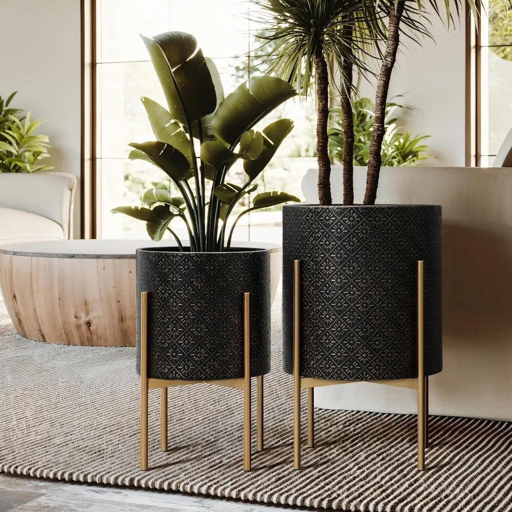 LuxenHome Mid Century Planters Set of 2 for Indoor Plants