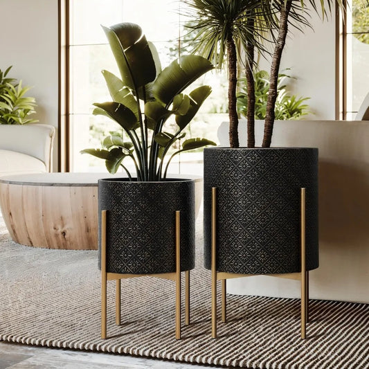 LuxenHome Mid Century Planters Set of 2 for Indoor Plants