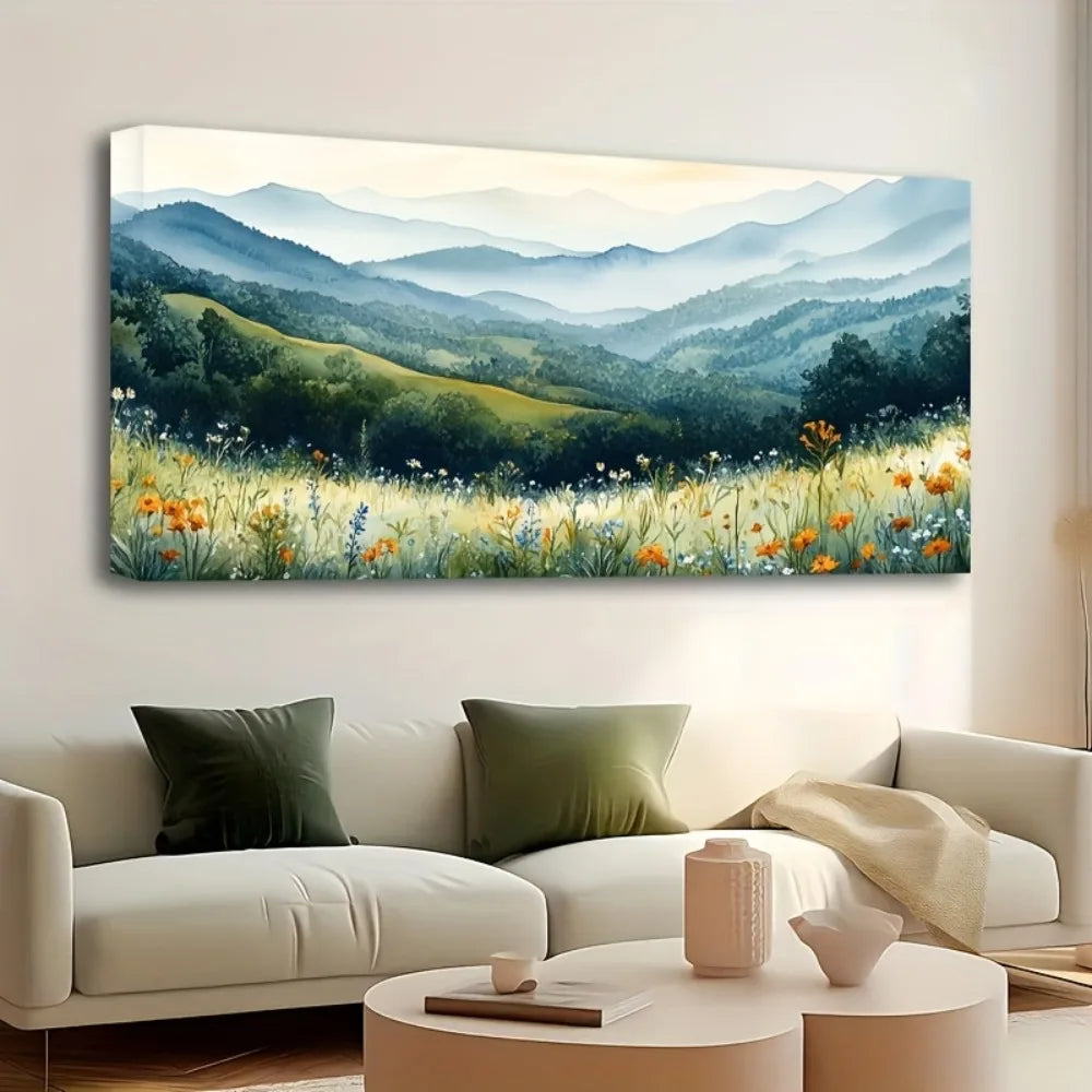 1.5 Inch Pine Solid Wood Frame Forest Mural Mist Landscape
