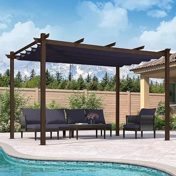 Retractable Pergola Aluminum With Sun Shade Canopy