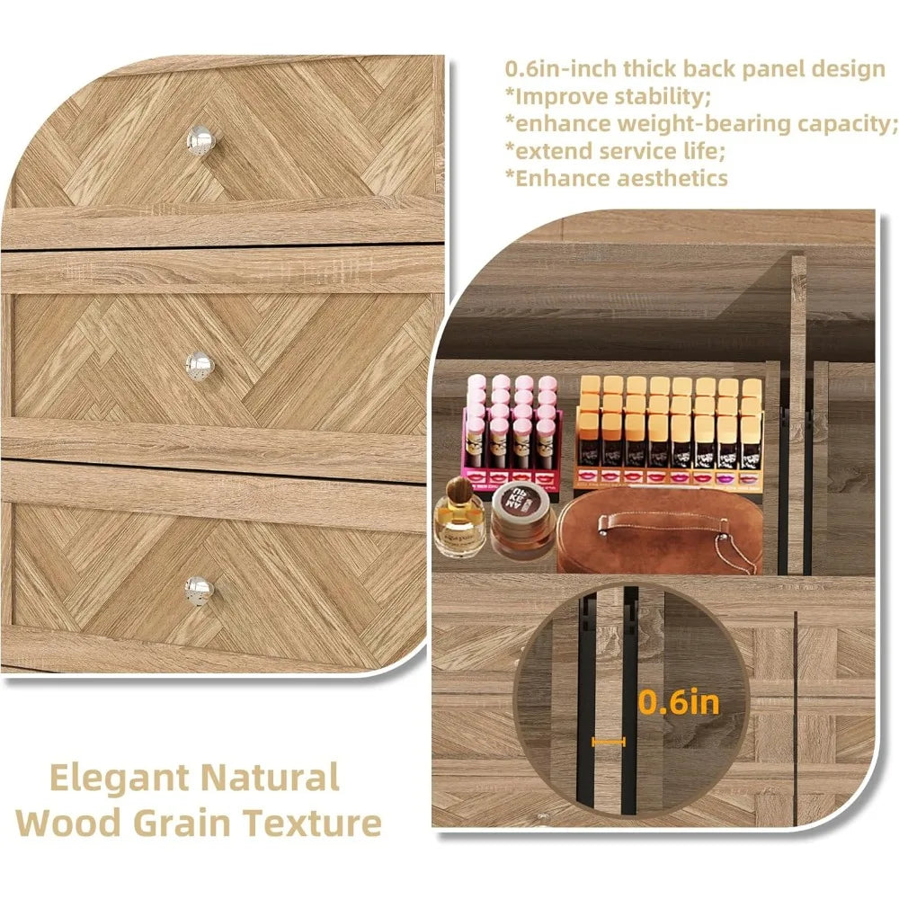 3 Piece Bedroom Set with 10 Drawers for Stylish Storage