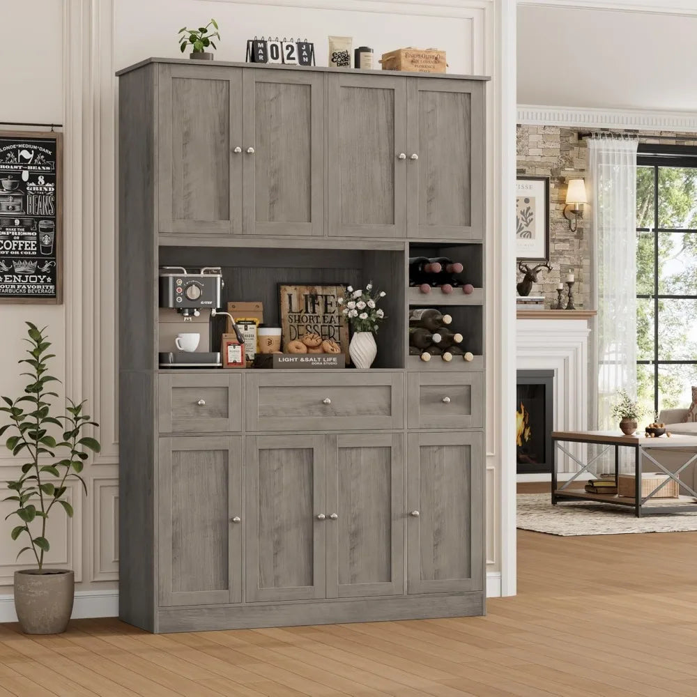 72 Inch Tall Kitchen Pantry Cabinet With Built In Wine Rack