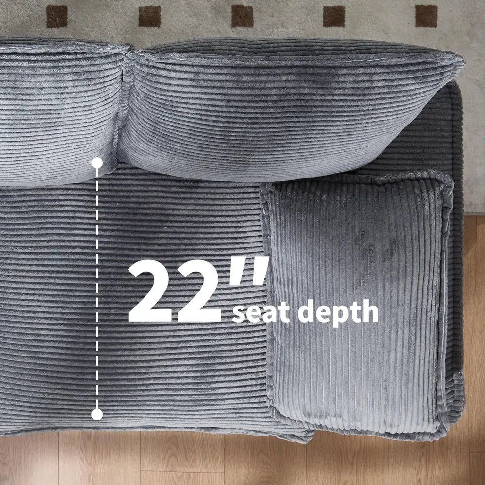 83 Inch Cloud Loveseat Sofa Modern Corduroy Pillows