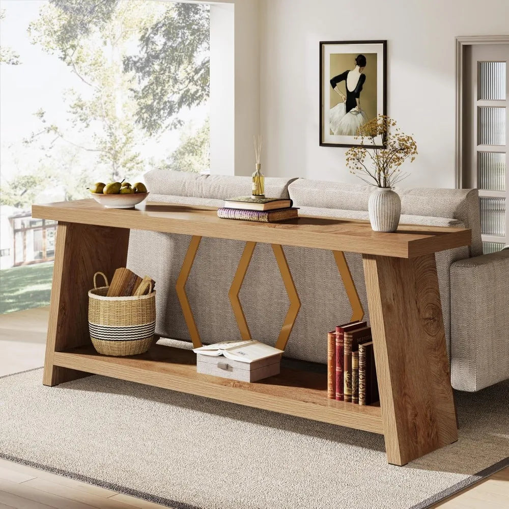 70.86 Inch Long Sofa Table For Living Room With Storage