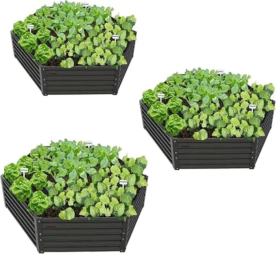 Anleolife 2 Pack L Shaped Galvanized Raised Garden Beds