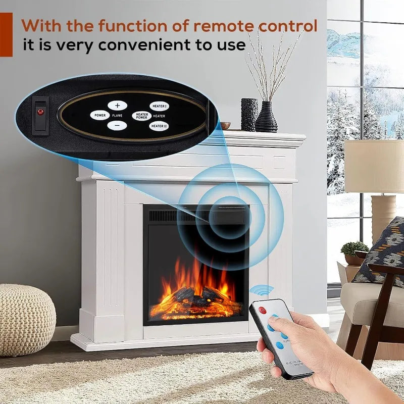 R.W.FLAME 43 Inch Electric Fireplace Mantel With TV Stand