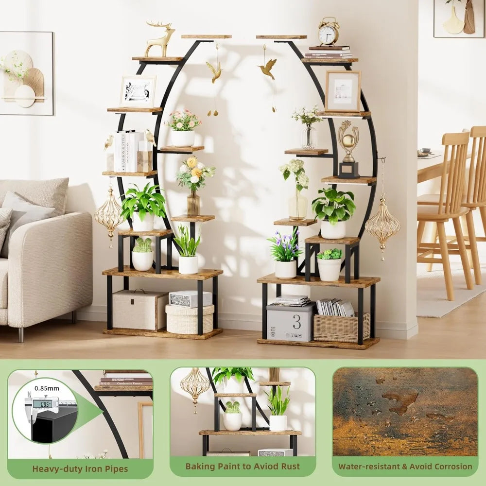 Indoor Plant Stand with Grow Lights and 9 Tiers for Large Plants