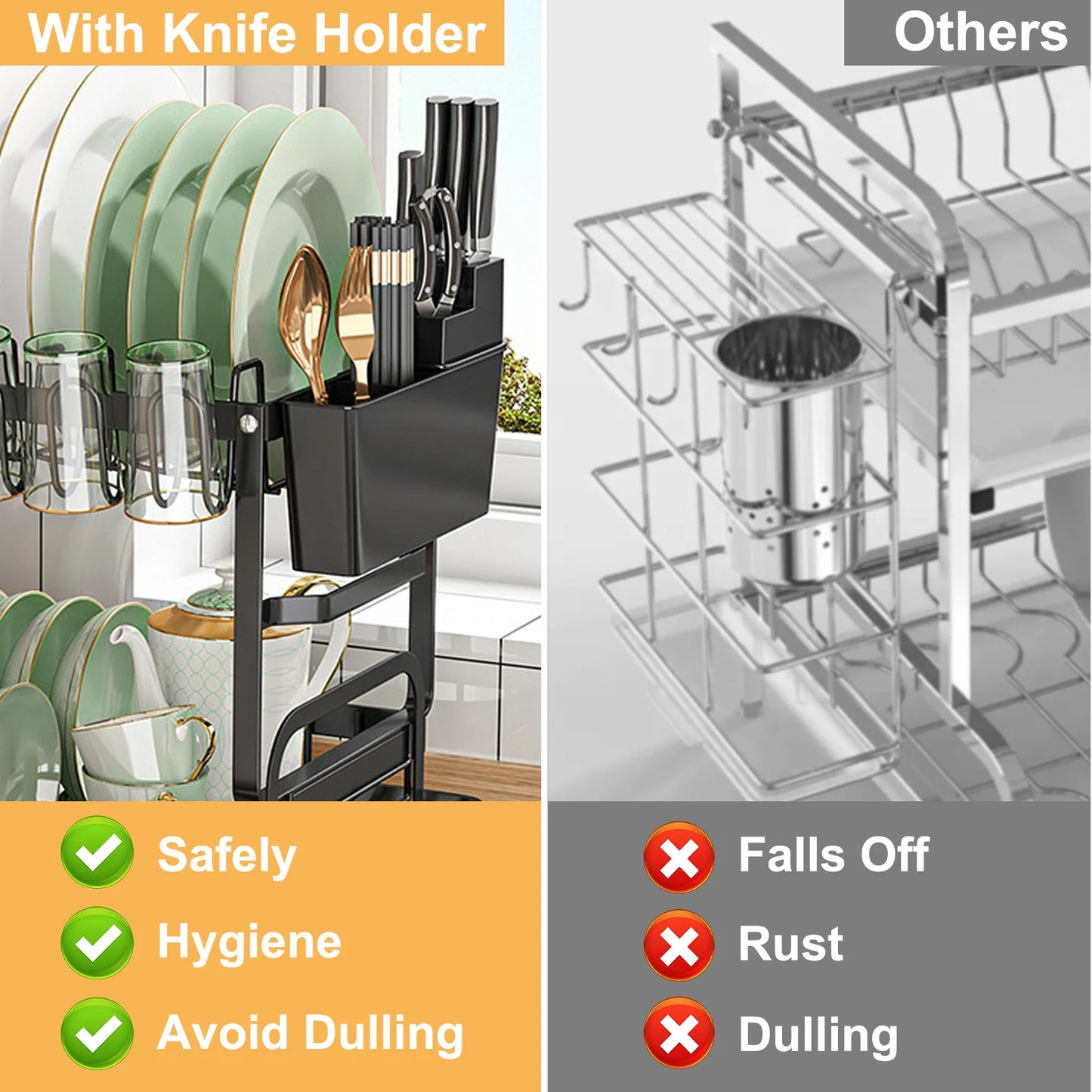 2 Tier Stainless Steel Dish Rack For Kitchen Counter