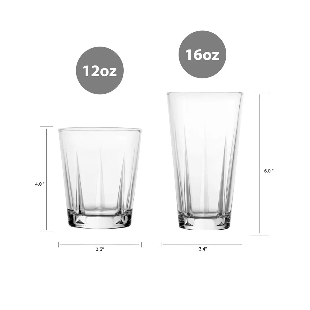 12Pc Clear Drinkware Set Durable Glasses Juices And Water