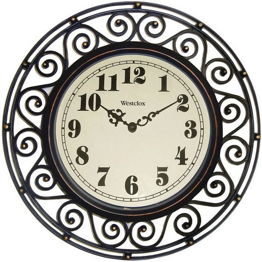 Wrought Iron Decorative Wall Clock with Large Numbers