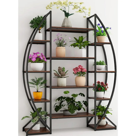 70 Inch Tall 5 Tier Indoor Industrial Half Moon Plant Stand
