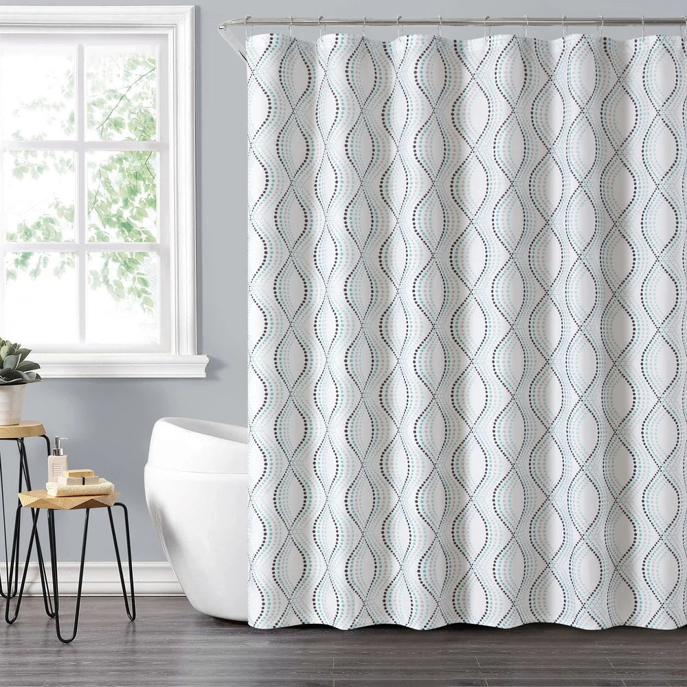 14pc Blue Dot Shower Curtain Set for Easy Bathroom Upgrade
