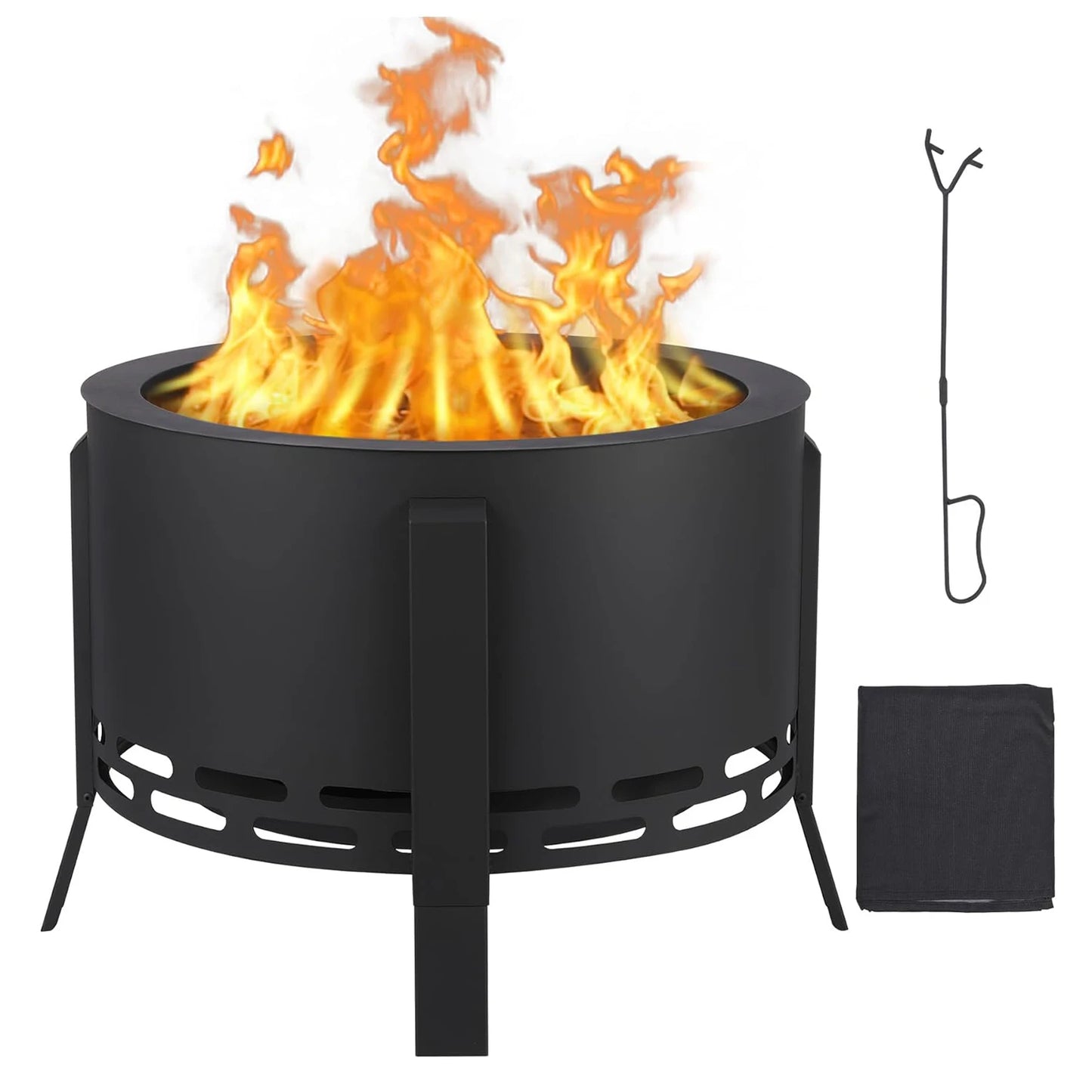 HiMISS Smokeless Firepit Outdoor Low Smoke Folding Feet