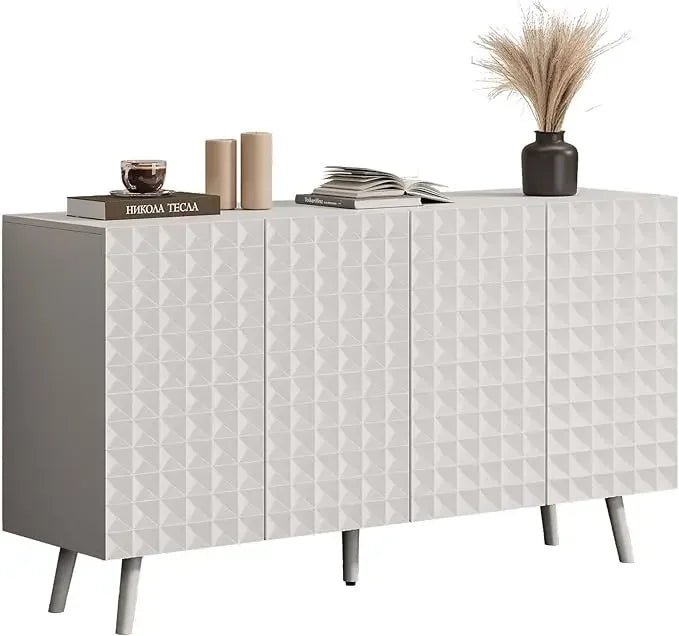 Buffet Cabinet Large Sideboard With 4 Doors And Shelves