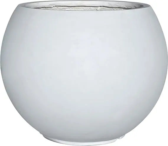 Large White Fiberstone Planter with Drainage Hole for Indoor Outdoor Use