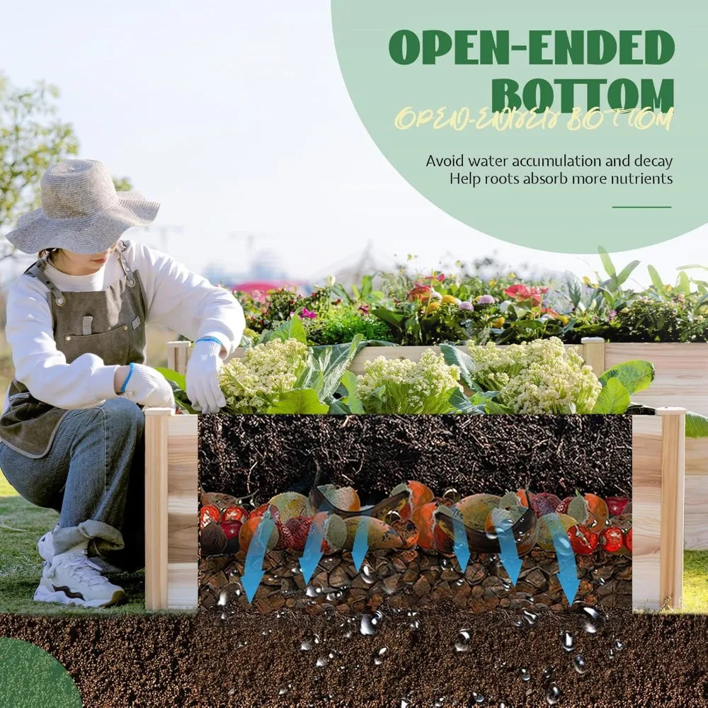 Jocisland H-Shaped Raised Garden Bed for Easy Planting