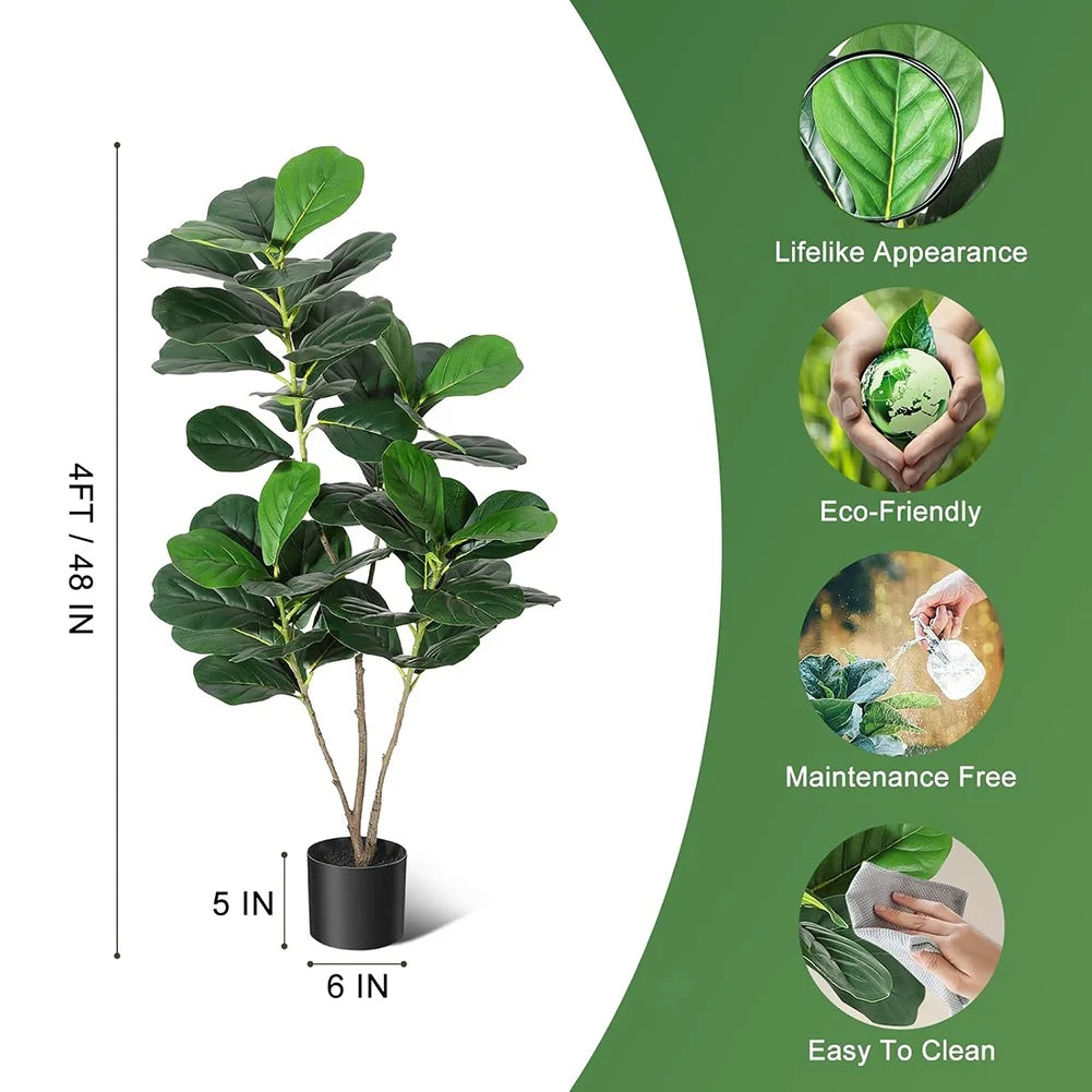 HiMISSCN Faux Fiddle Leaf Fig Tree For Home Decor Indoor
