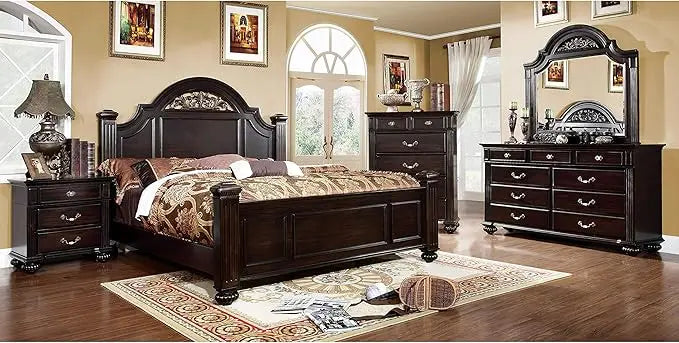 Syracuse 6-Piece Solid Wood Bedroom Set with Mirrored Dresser