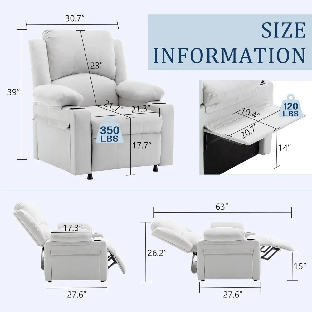 Power Massage Recliner Chair For Adults Upholstered Sofa