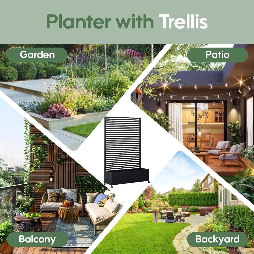 Metal Planter Box with Trellis for Ultimate Privacy