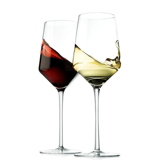 Elegant Crystal Wine Glass Set 2 Lead Free Stemless 7oz