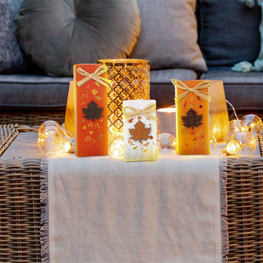 Rustic Autumn Tabletop Decor Set Standing Blocks Signs