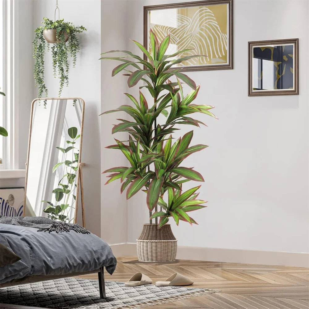 HiMISCN Artificial Dracaena Plant Tree In Pot For Home Decor