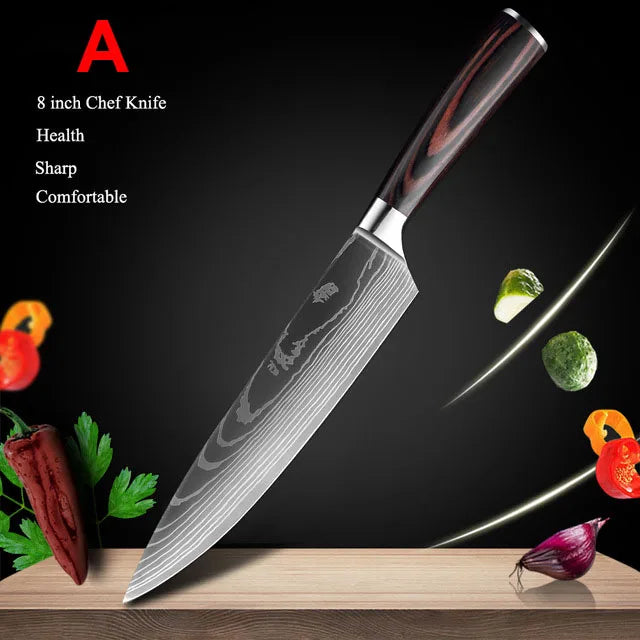 Ruiguan Damascus Chef Knife Set Santoku Kitchen Knives