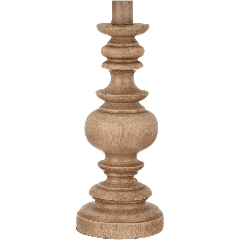 Traditional Washed Wood Table Lamp with Linen Shade