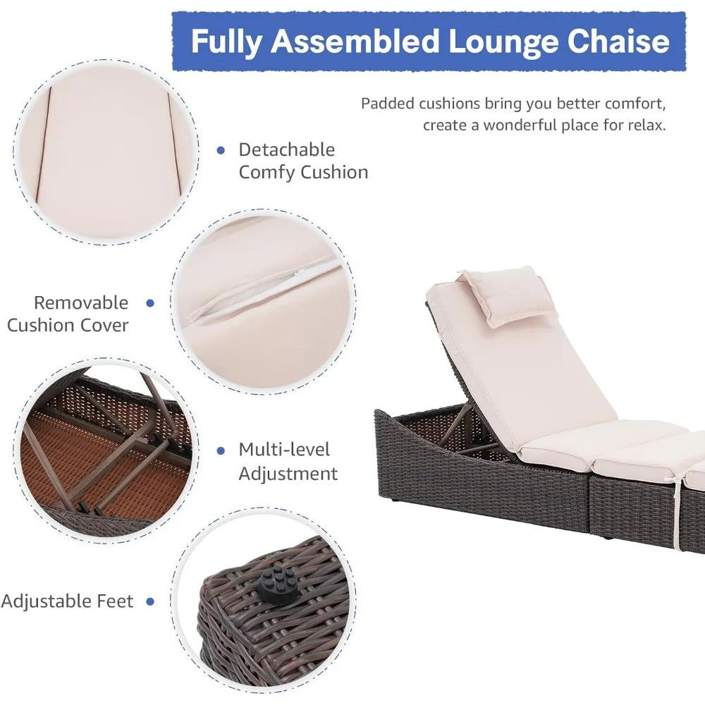 Folding Pool Lounge Chair Set Of 2 Outdoor Adjustable Chaise