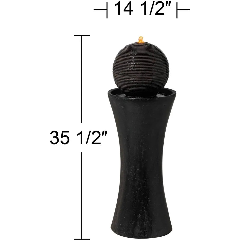 Modern Zen Outdoor Water Fountain with LED Light for Garden