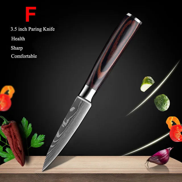 Ruiguan Damascus Chef Knife Set Santoku Kitchen Knives