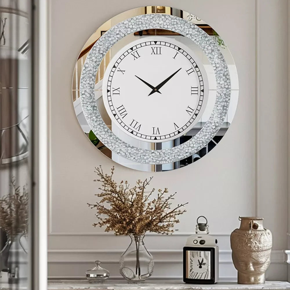 LUVODI 32 Inch Crystal Modern 3D Wall Clock Roman Numerals