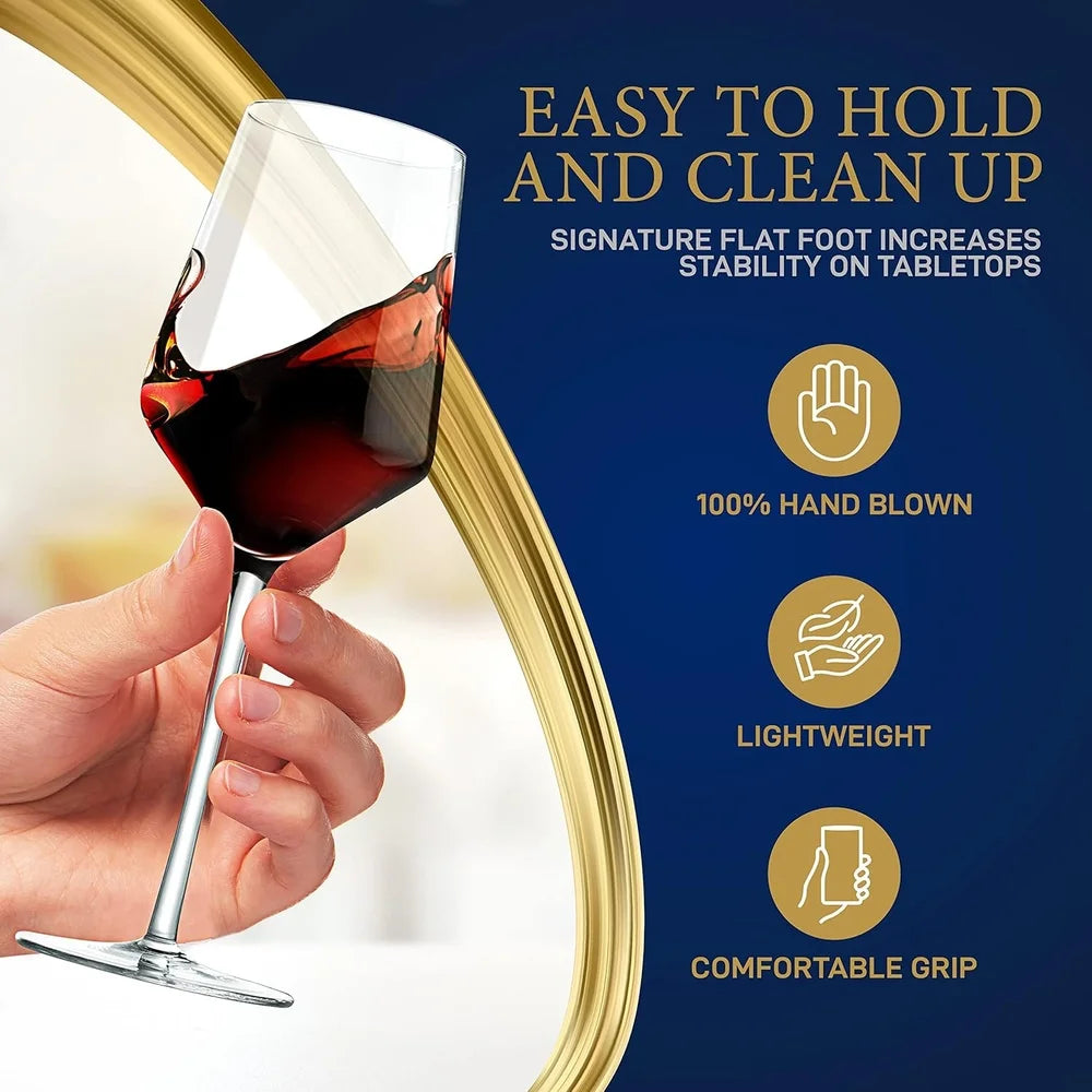 Elegant Crystal Wine Glass Set 2 Lead Free Stemless 7oz