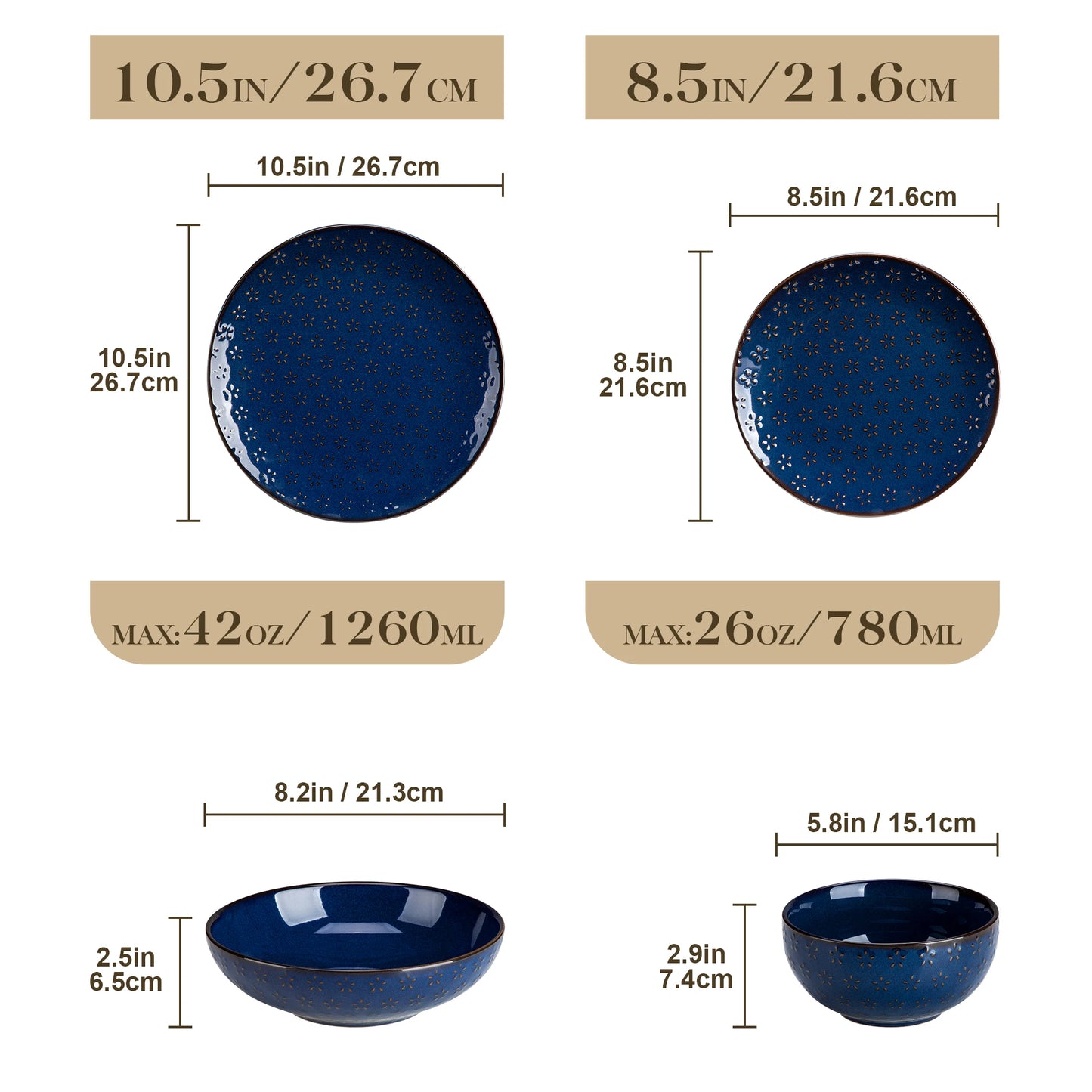 Malacasa Lydia Blue Stoneware Dinner Set for Elegant Dining