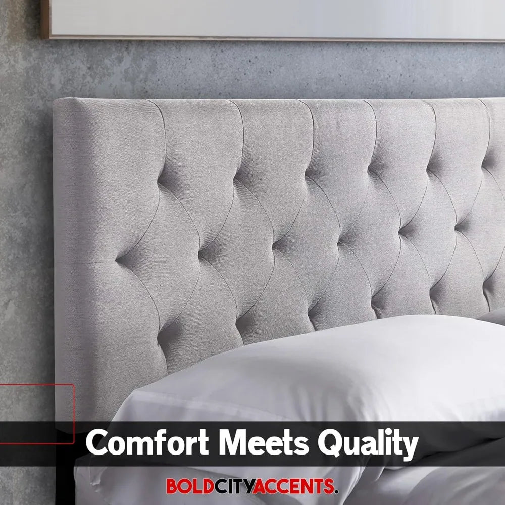Mid Rise Diamond Tufted Headboard Queen Adjustable Height