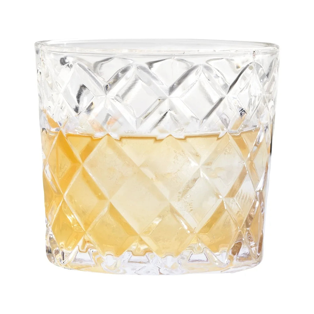Diamond Cut Old Fashioned Glass 4Pk Set 8oz Dishwasher Safe