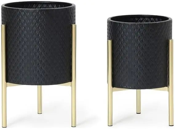 LuxenHome Mid Century Planters Set of 2 for Indoor Plants