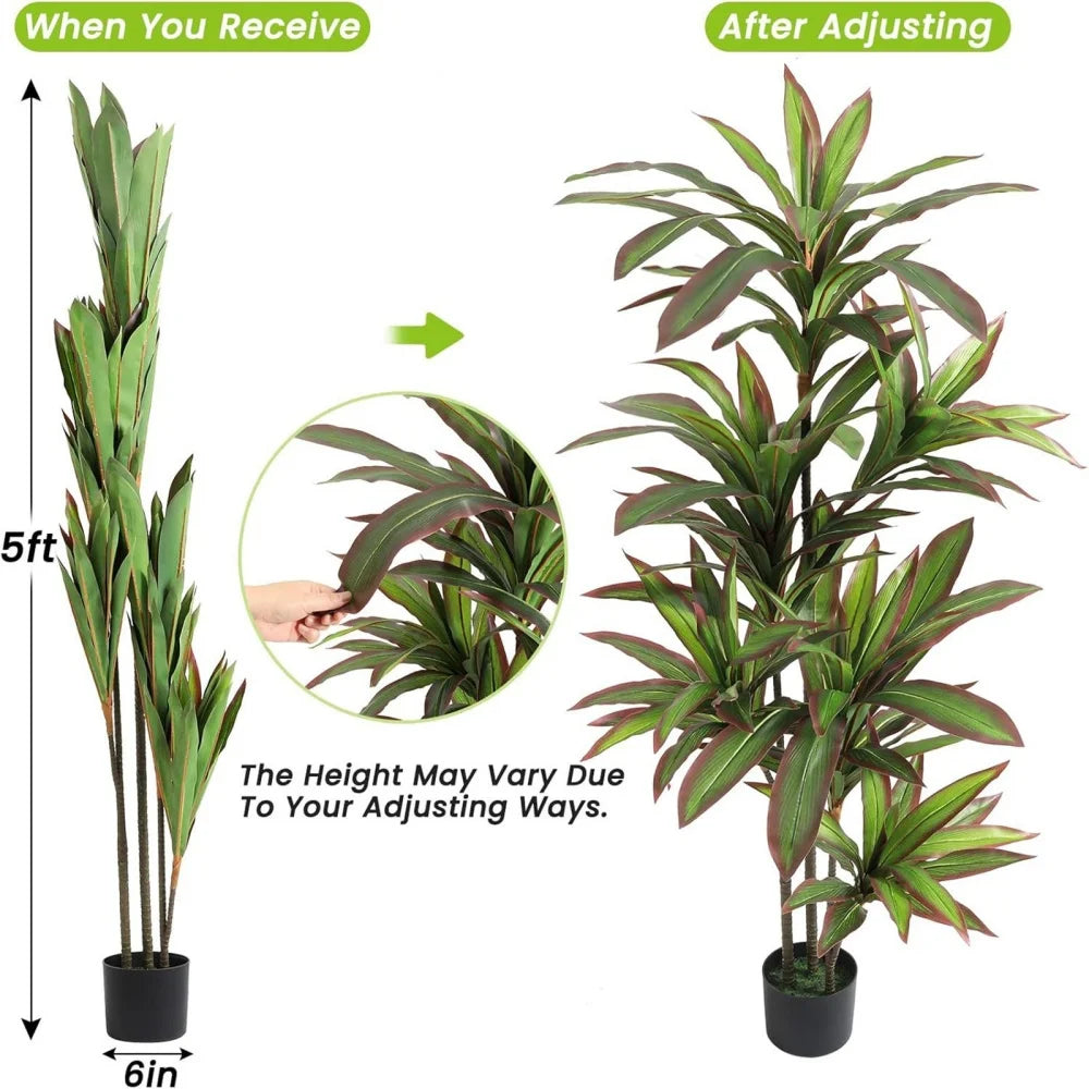 HiMISCN Artificial Dracaena Plant Tree In Pot For Home Decor
