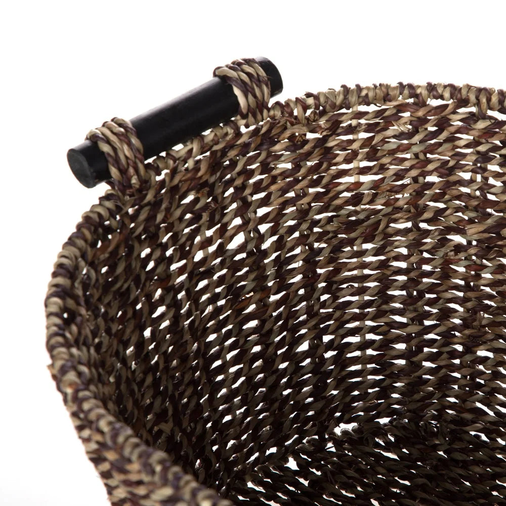 Brown Oval Seagrass Storage Basket For Home Organization