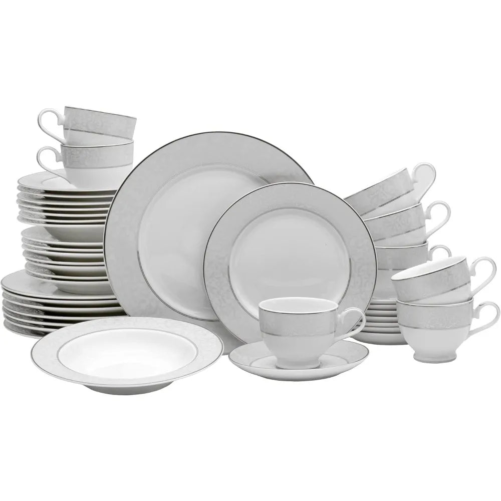 Home Parchment Dinnerware Set 40 Piece Service For 8