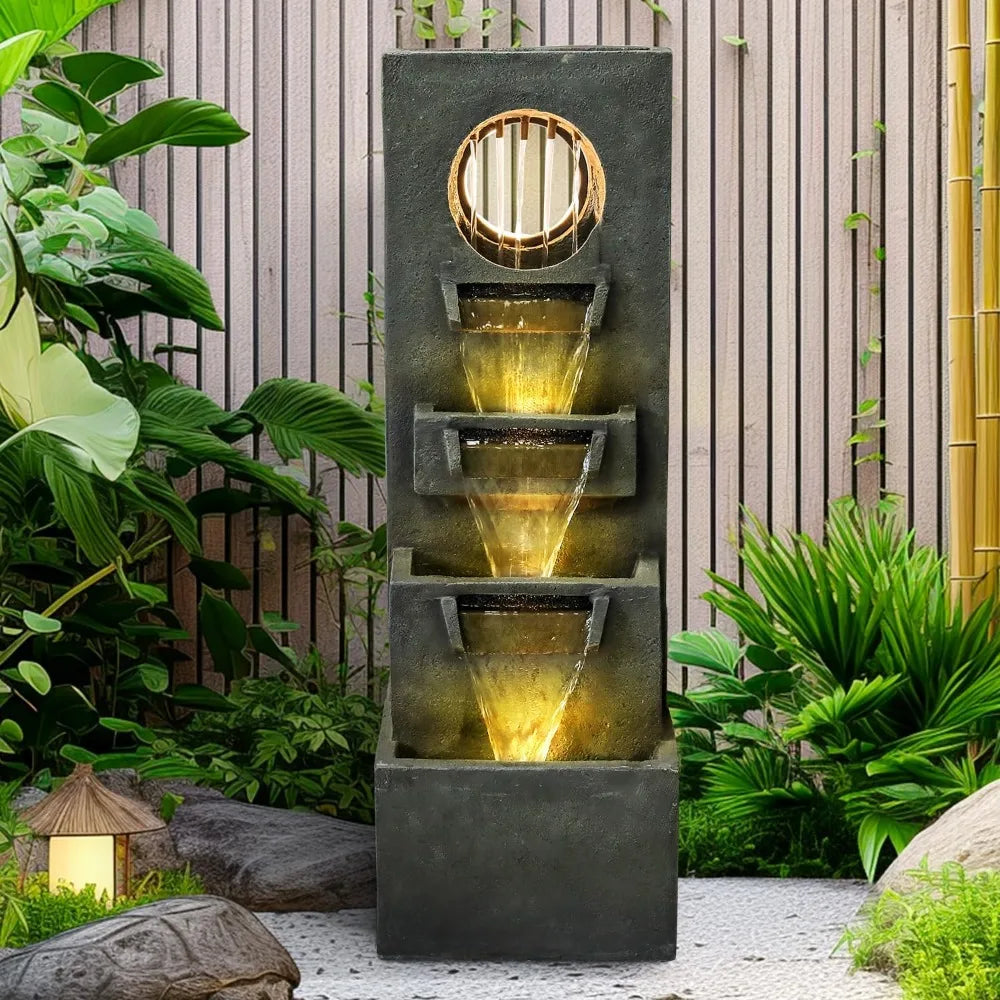Modern Indoor Outdoor Waterfall Fountain 39 Tall 4 Tier