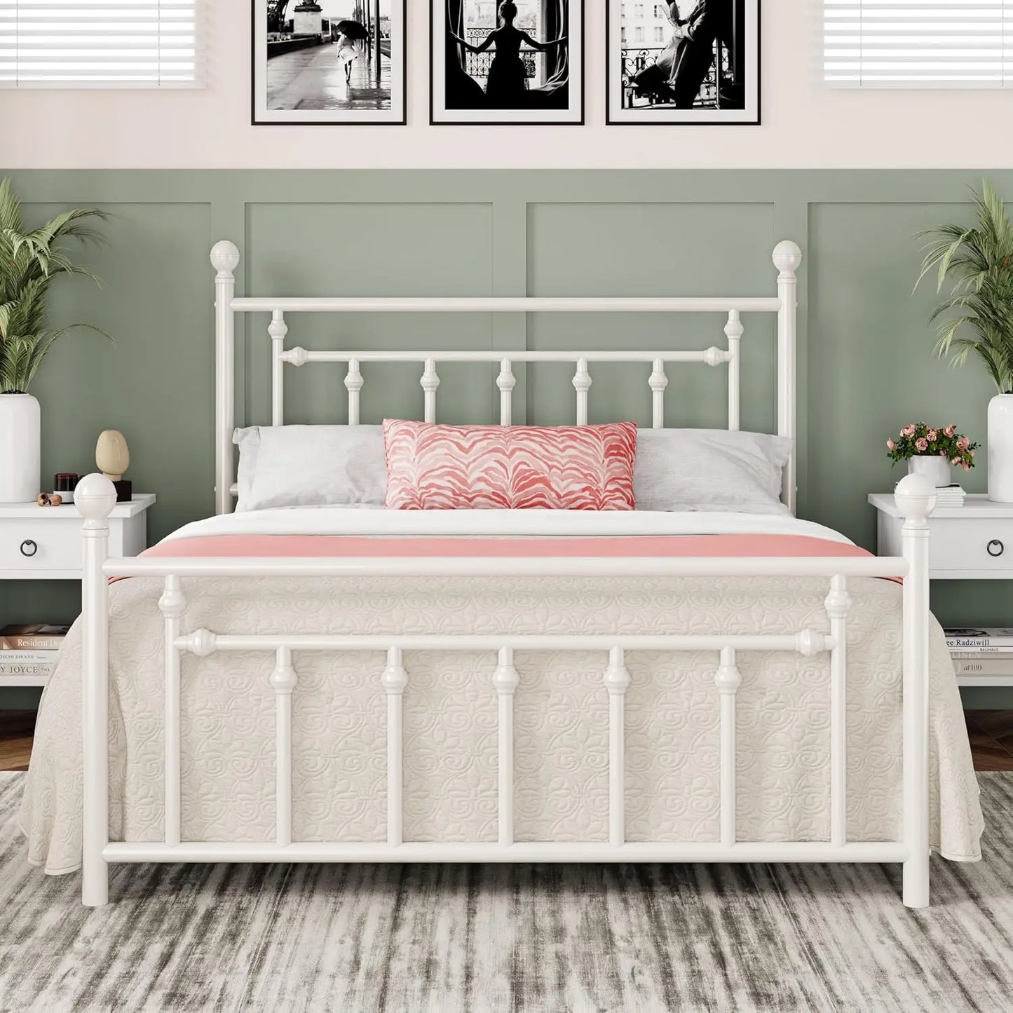 Queen Size Bed Frame with Storage Easy Assembly and Noise Free