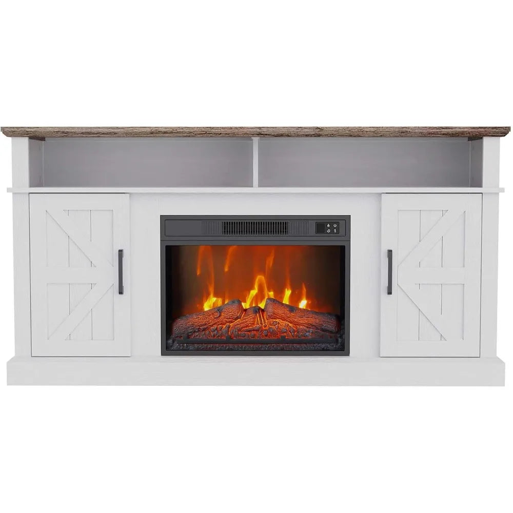 Antique White Fireplace TV Stand for 65 Inch Televisions