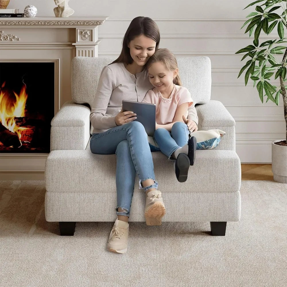 Oversized Accent Chair With Armrest Organizer Cushioned