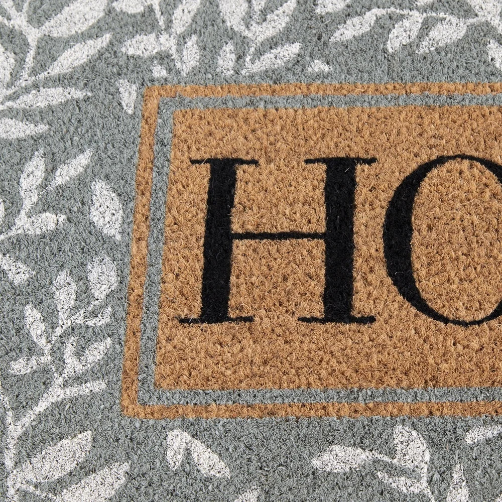 Natural Coconut Coir Mat 18x30 Floral Design Rubber Backing