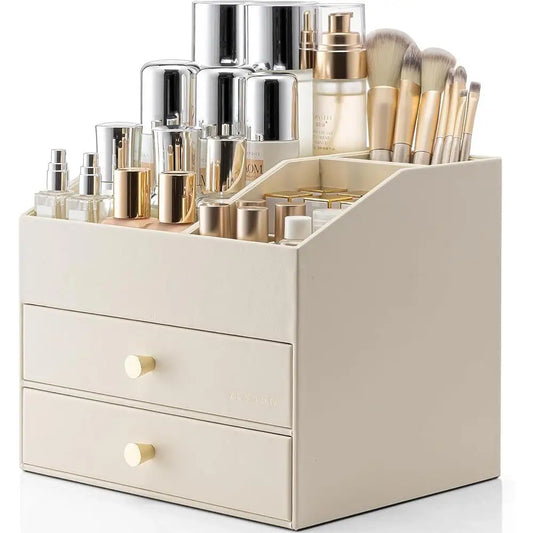 Capacity PU Leather Makeup Organizer With Lipstick Holder