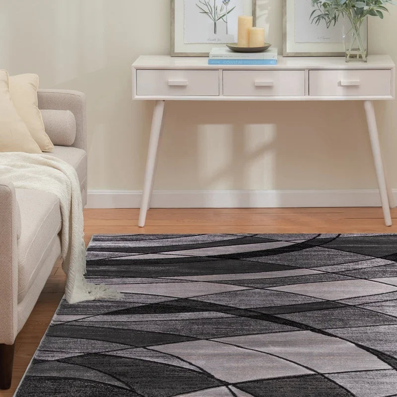 Hand Carved Abstract Area Rug Polypropylene Fade Resistant
